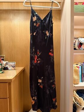 AllSaints Black Slip Dress with Subtle Sheen